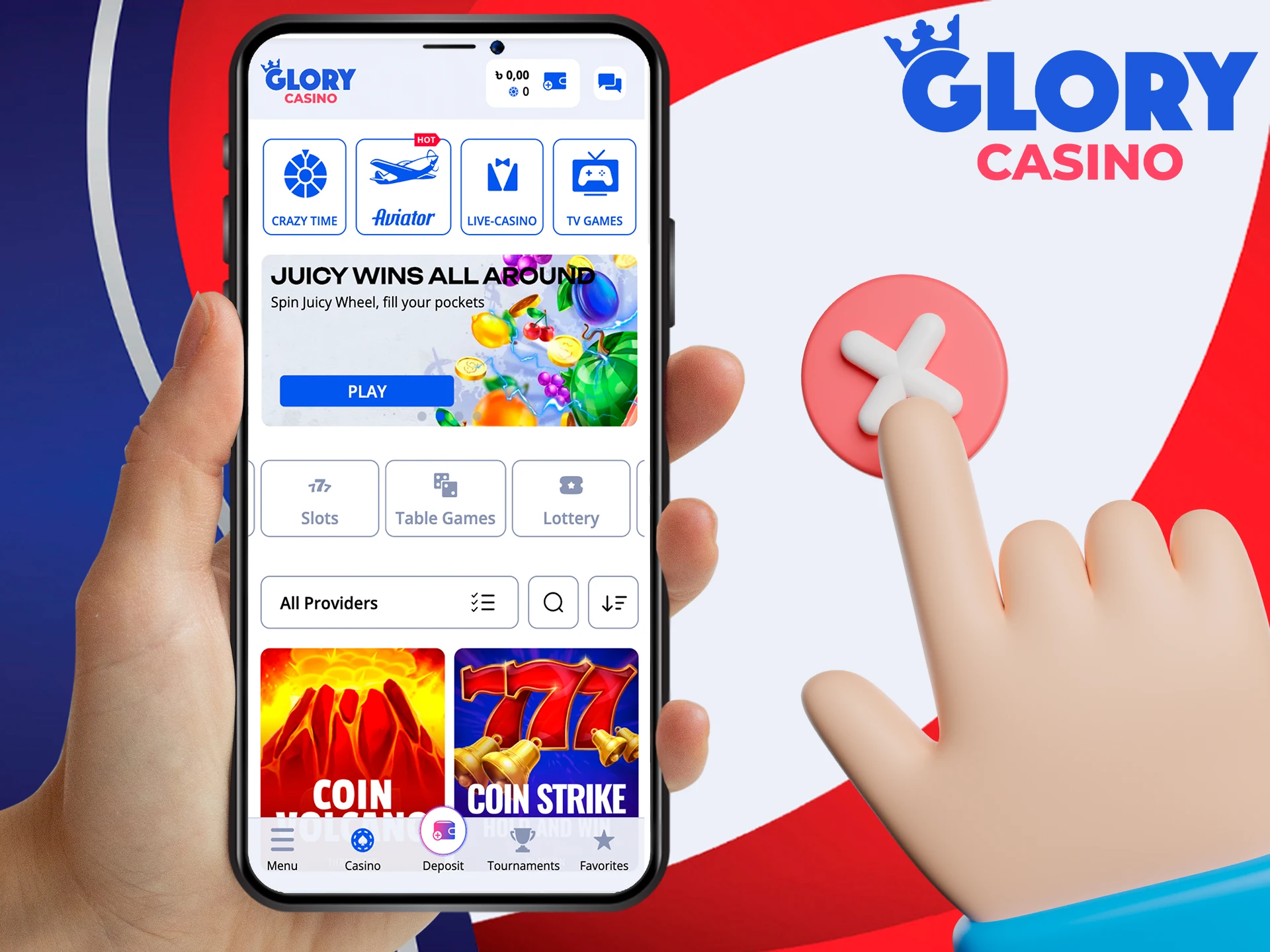 Learn how to uninstall the Glory Casino app.