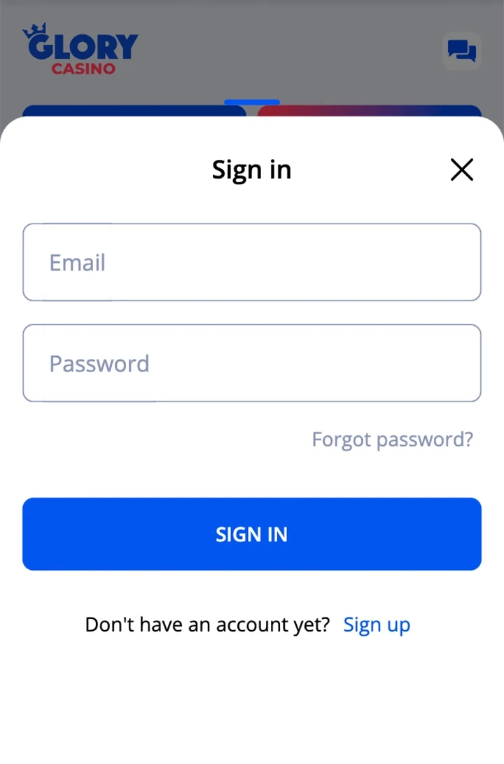 Log in to your Glory Casino account.