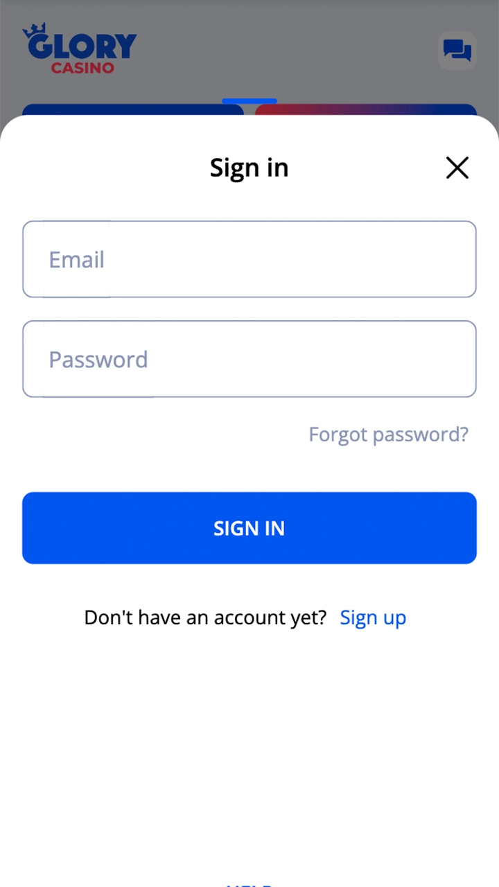 Log in to your Glory Casino account.