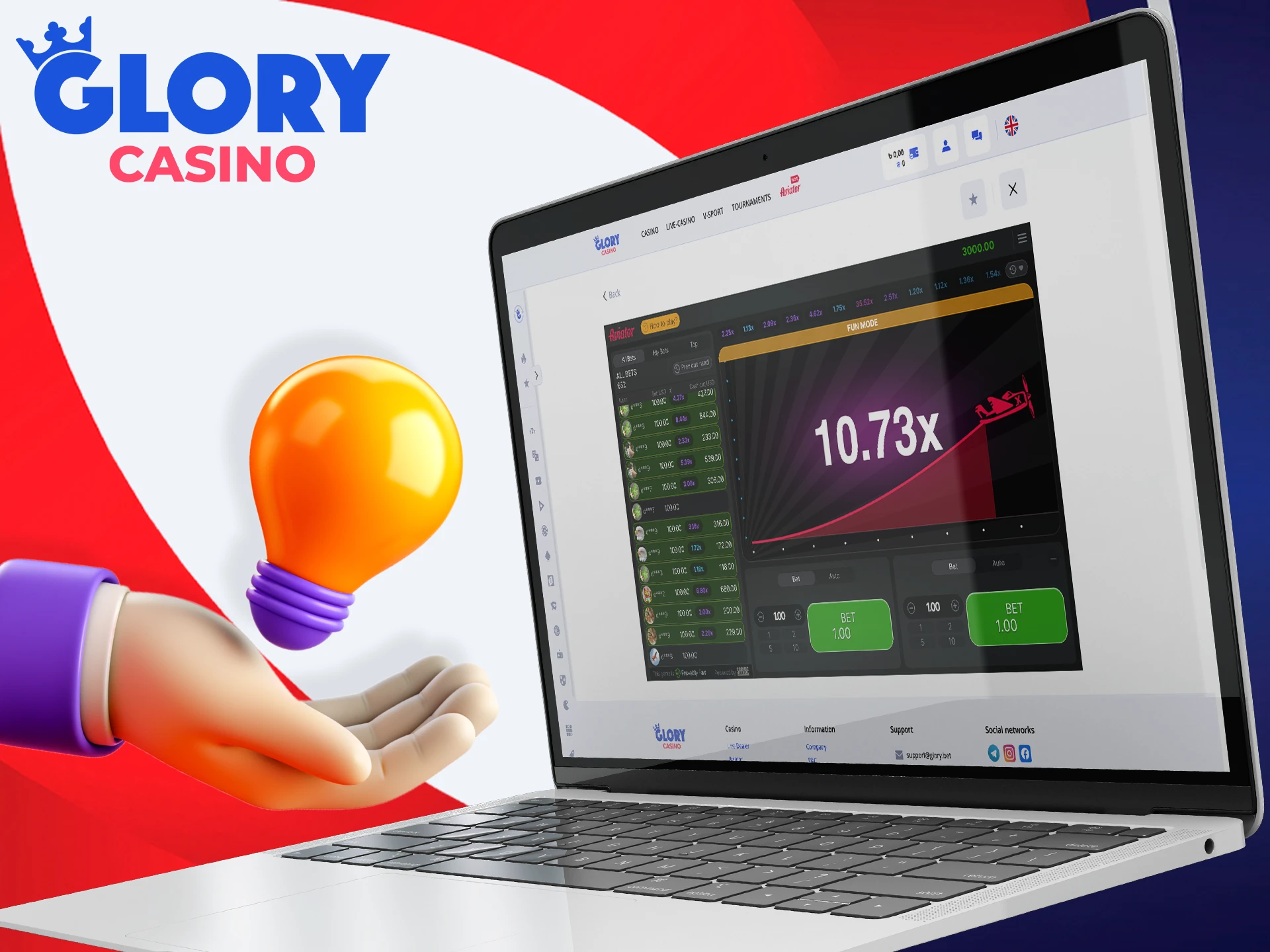 Learn the strategies and tactics of playing Aviator with Glory Casino.