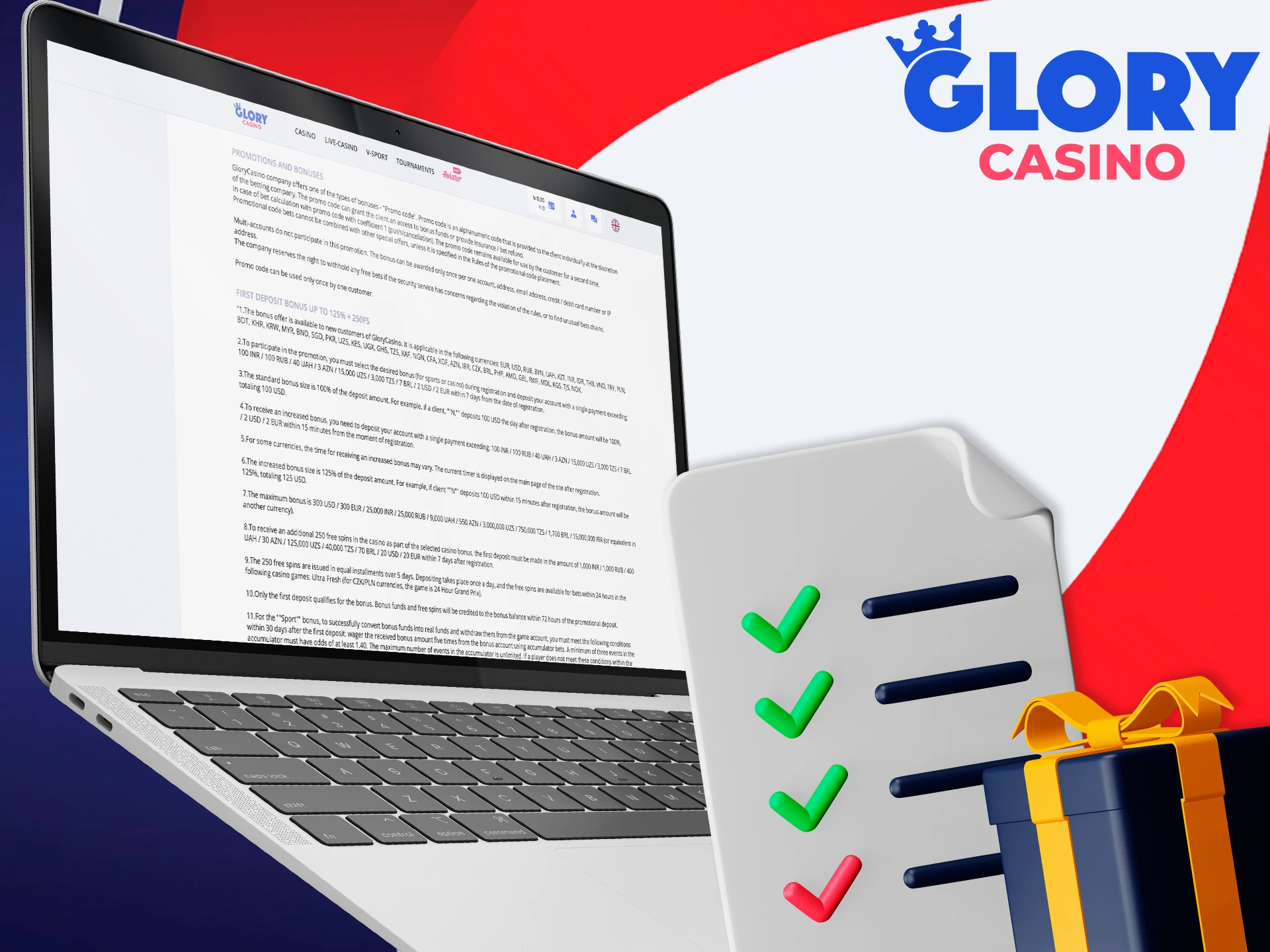 Read and agree to Glory Casino terms and conditions.