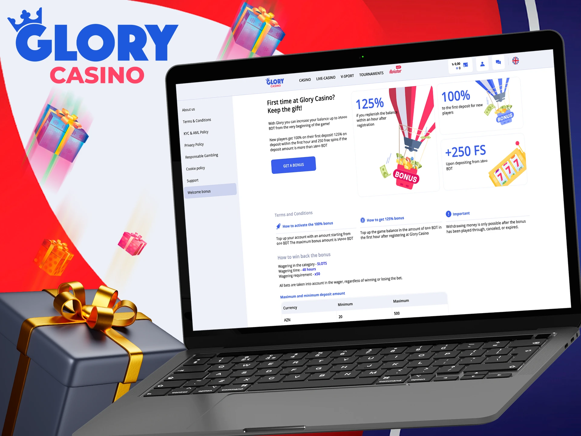 Meet and utilise the Welcom bonus from Glory Casino.