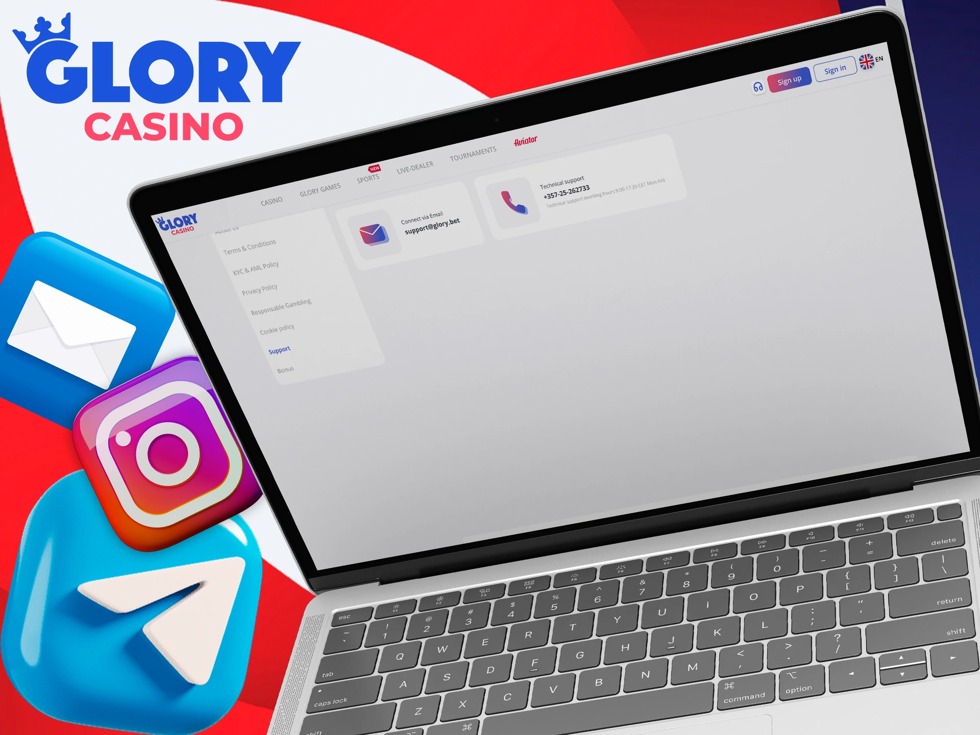 Read what questions you can contact Glory Casino support for.