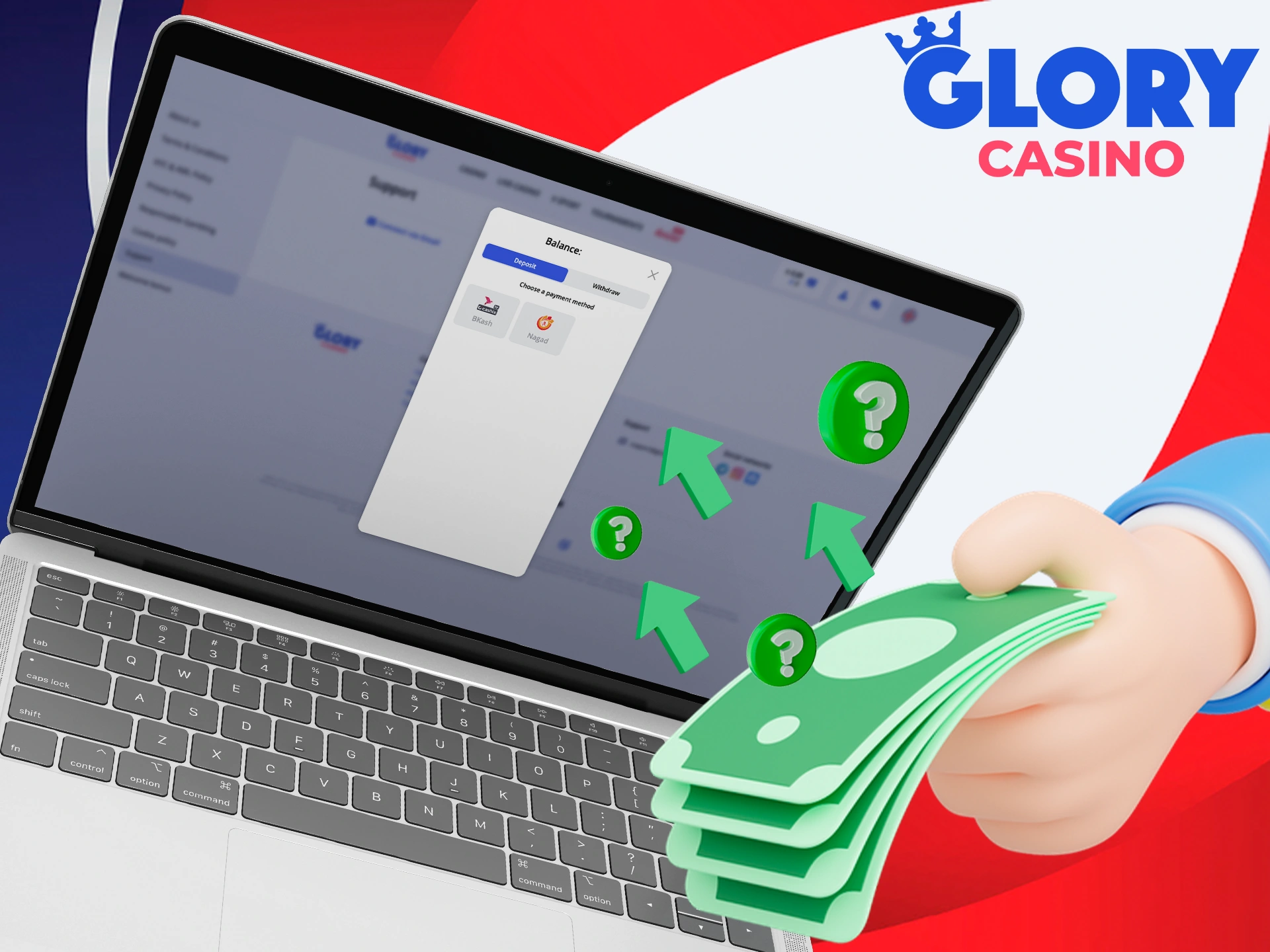 Read how to make a deposit at Glory Casino.