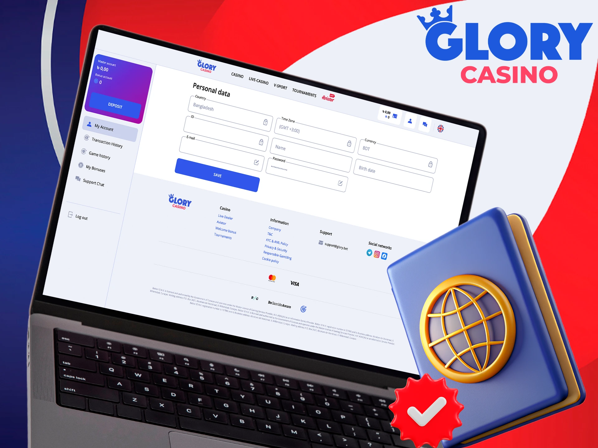 Verify your Glory Casino account for full play.