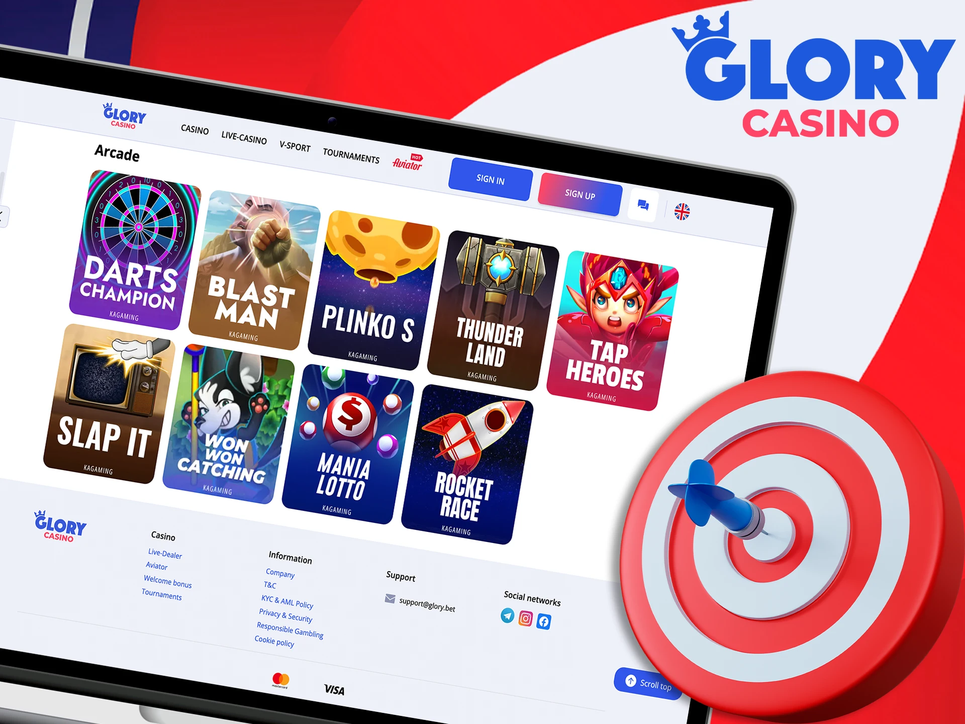 Find a lumia arcade game for you in the Glory Casino catalogue.