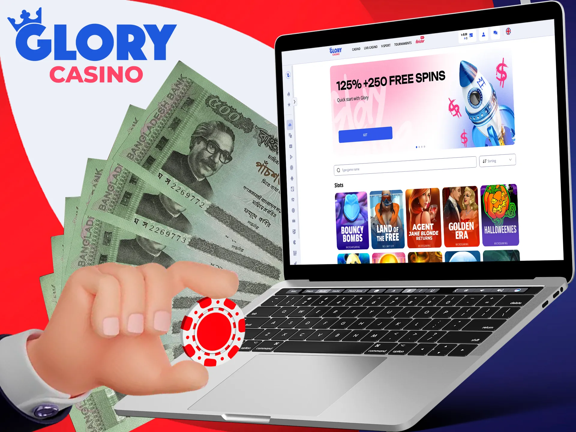 Familiarise yourself with how to bet real money at Glory Casino.