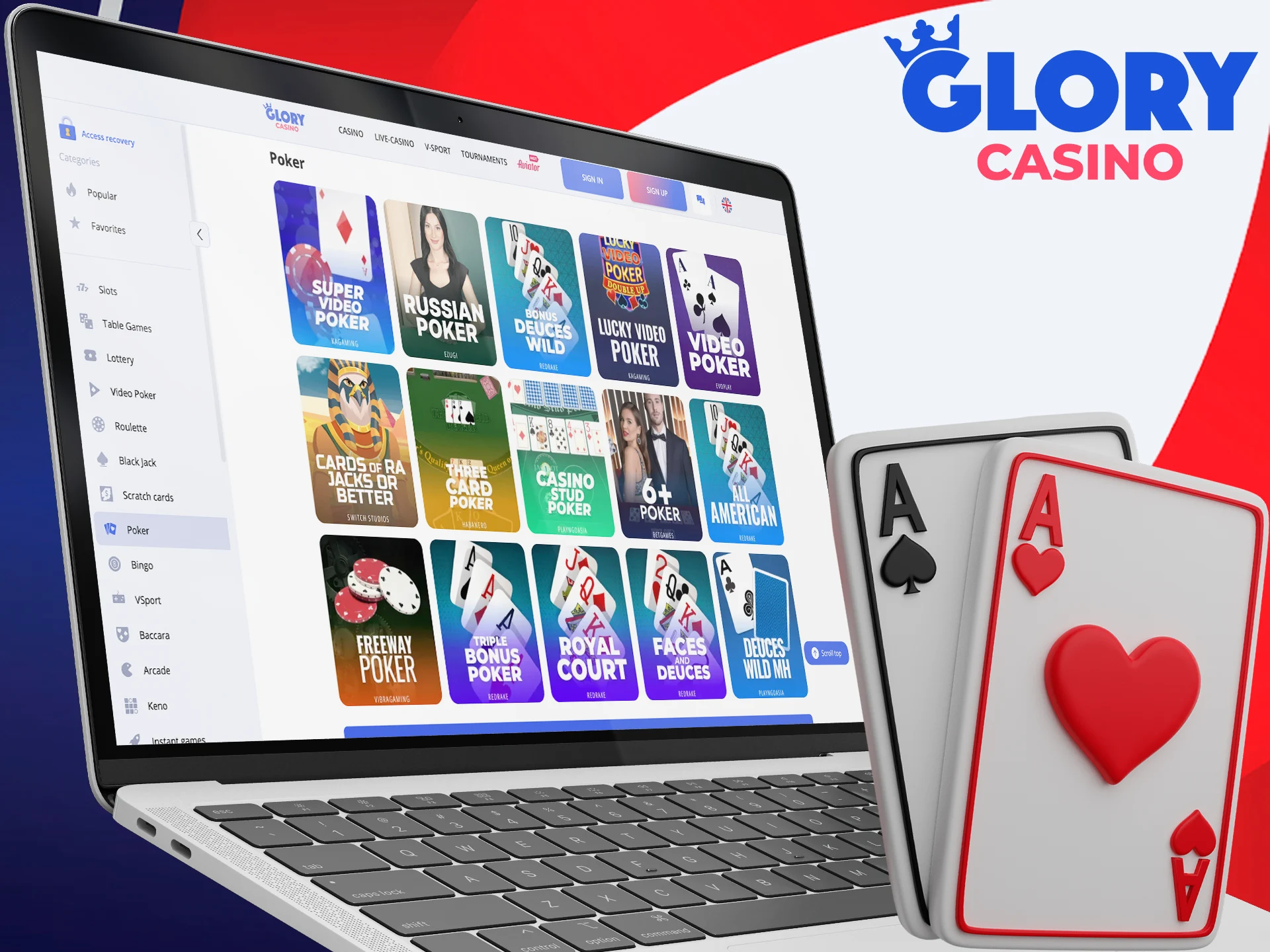 Put together the best poker combination with Glory Casino.