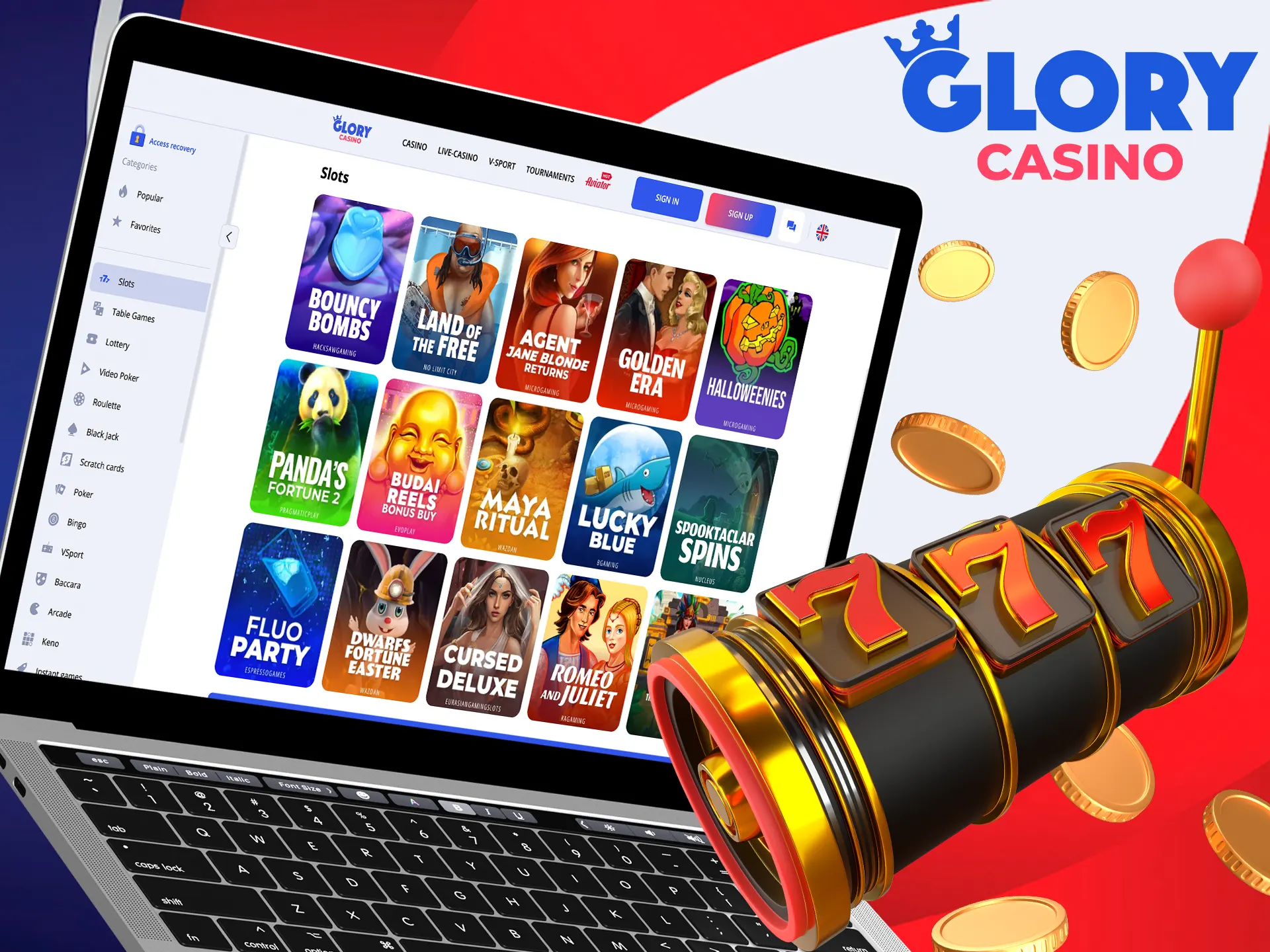 Choose your favourite slot and win with Glory Casino.