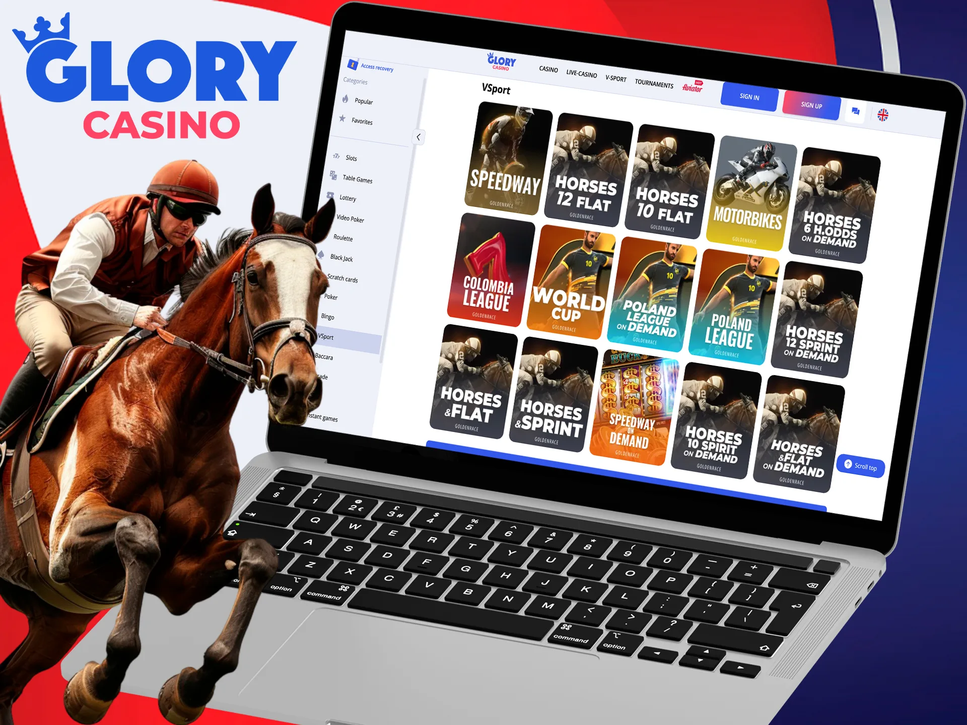 Experience virtual sports with Glory Casino.