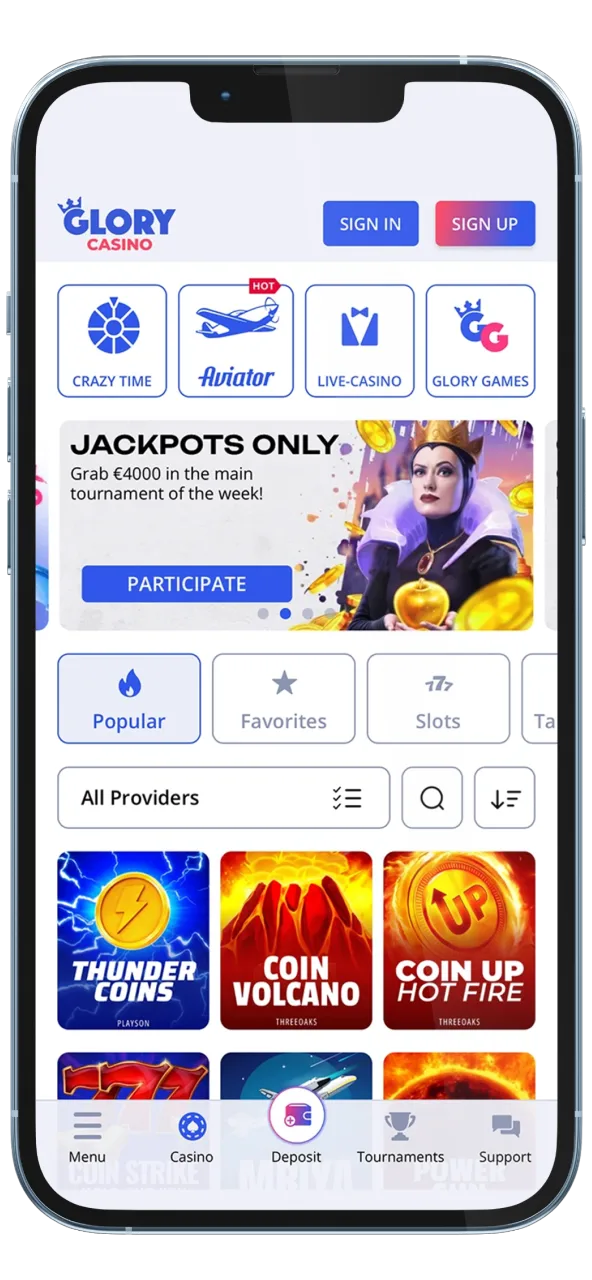 Head over to the Glory Casino website to begin a quick installation of the iOS app.