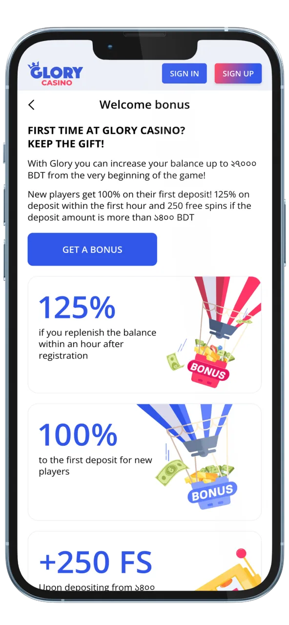 Exclusive bonuses and vibrant promotions lighting up the Glory Casino app.
