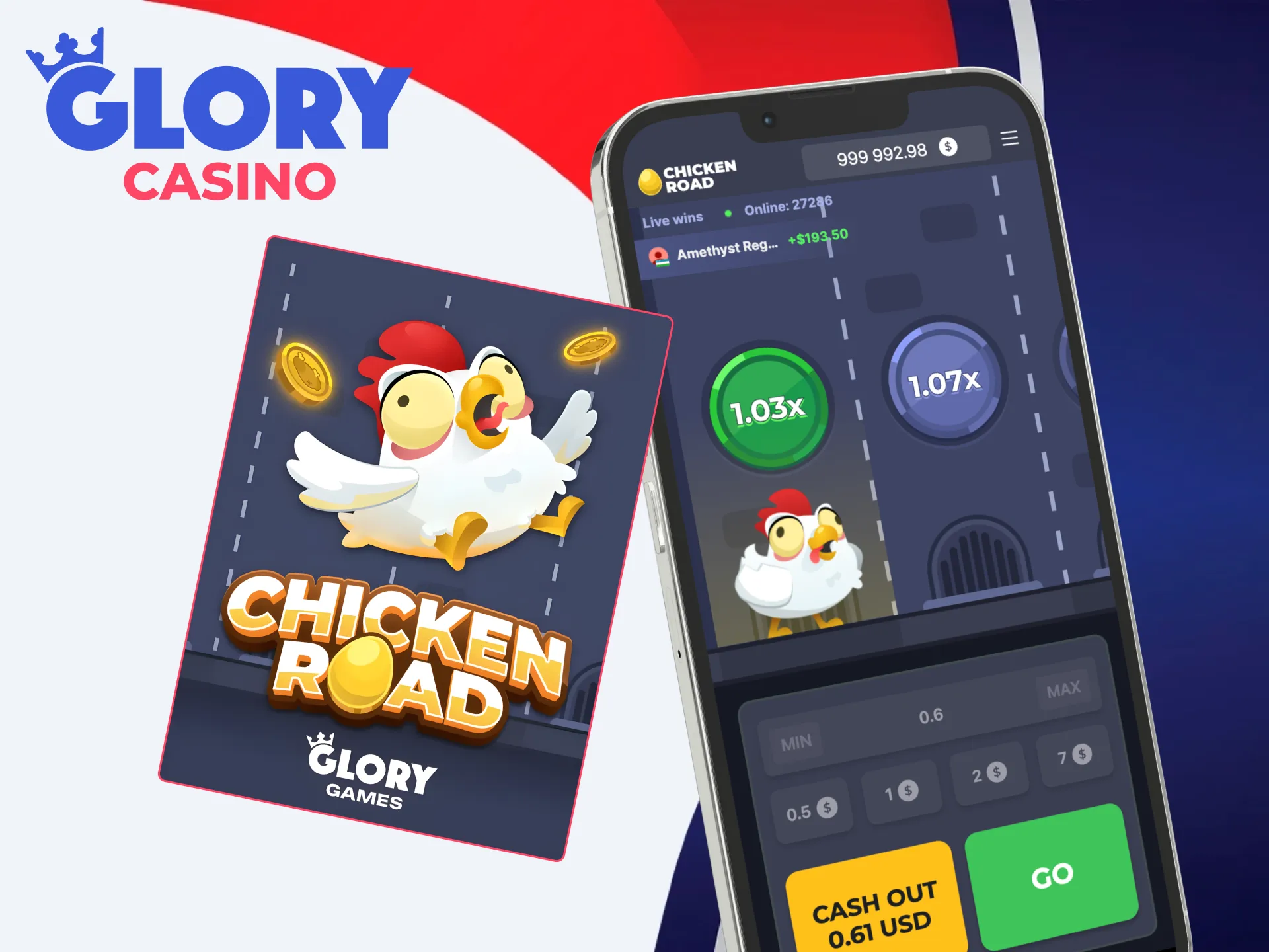 Play Chicken Road at Glory Casino and dodge the flames.