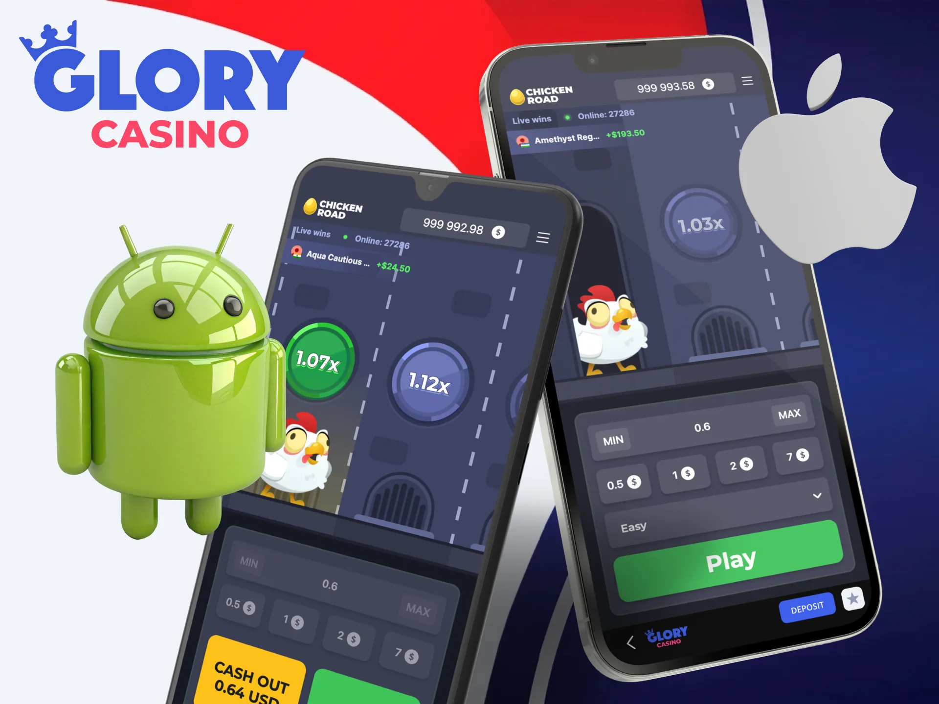 Use Glory Casino mobile version to play Chicken Road anytime.