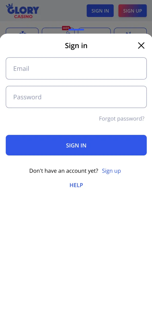 Open the Glory Casino app and sign in to start playing.