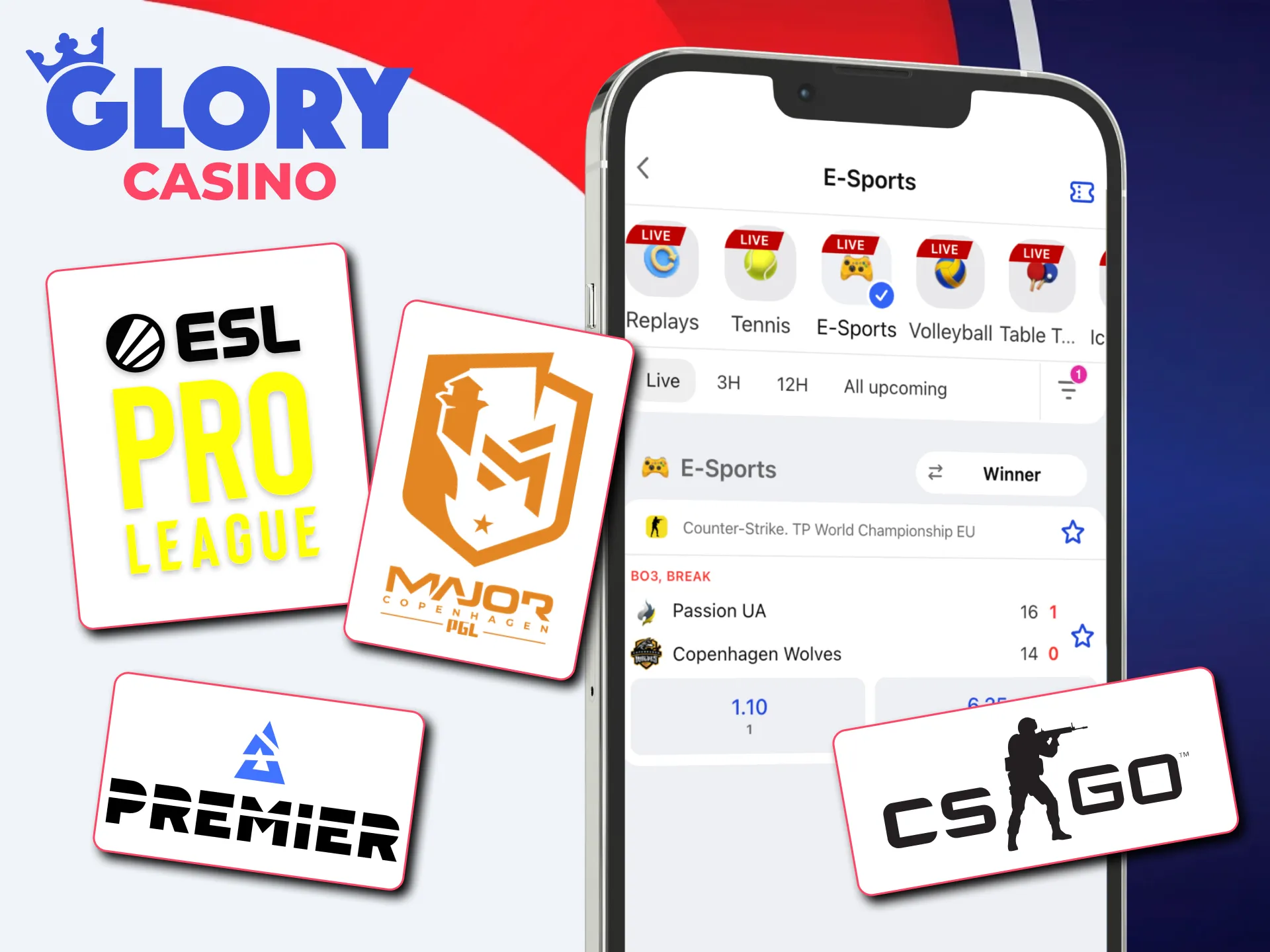 Glory Casino covers BLAST, ESL, PGL, and IEM CS2 matches.