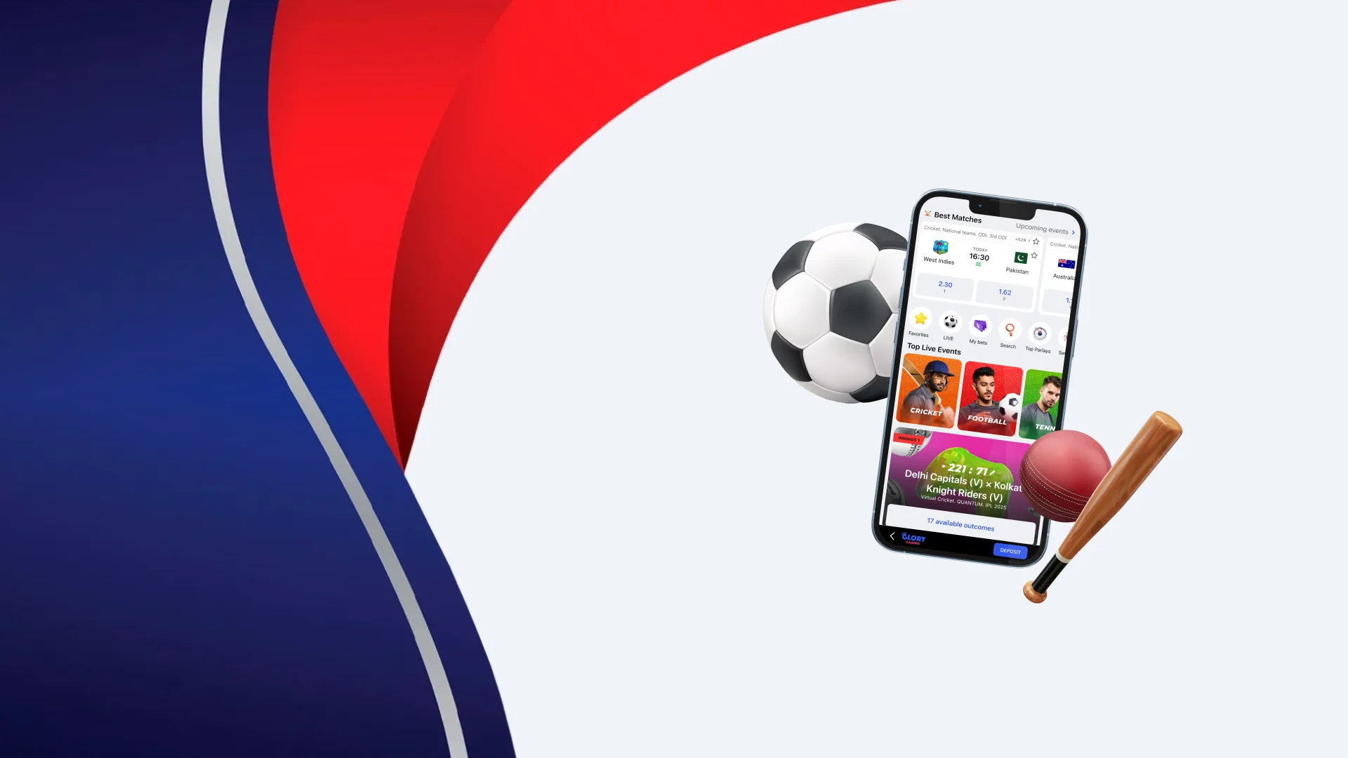 Bet on sports at Glory Casino with high odds.